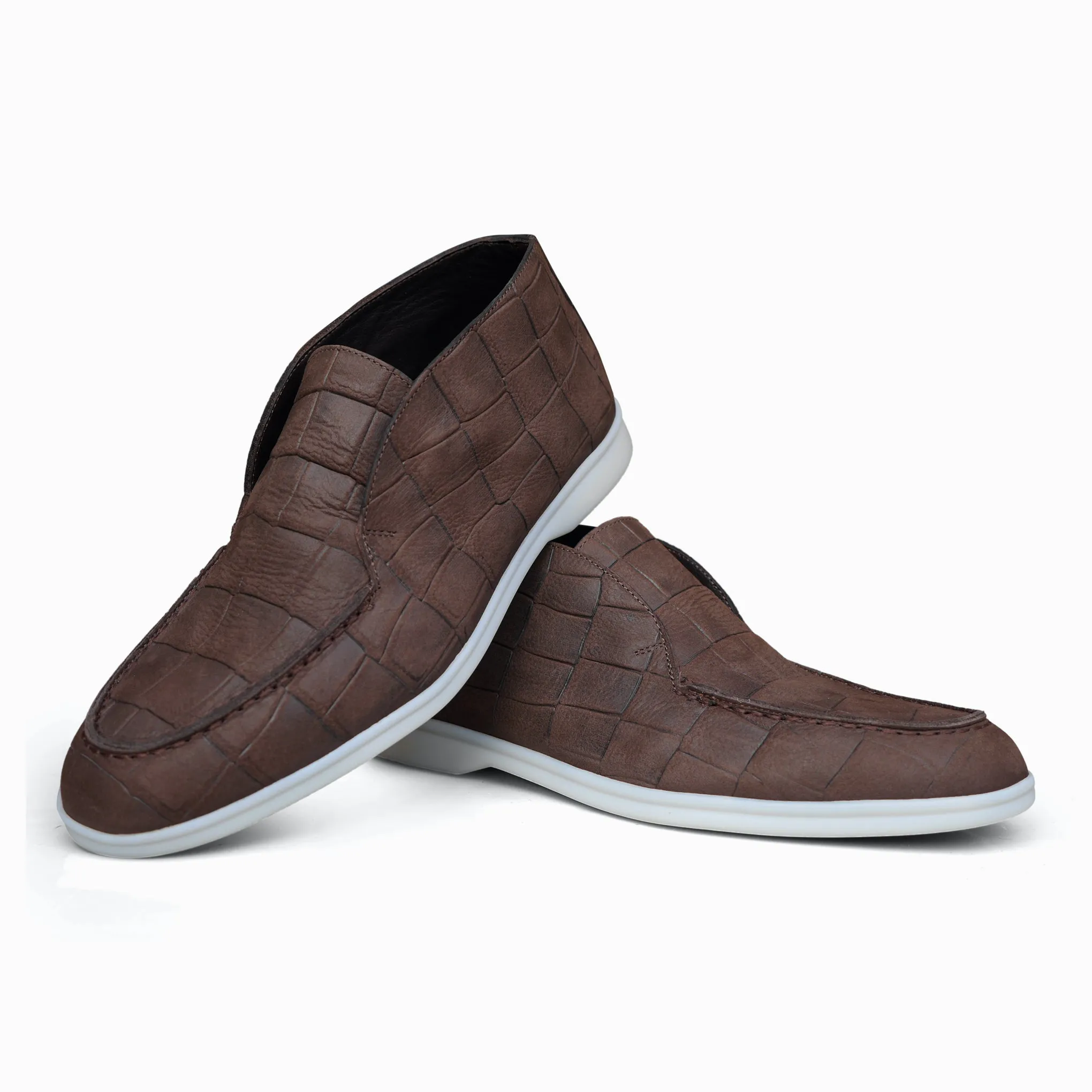 5514 - Brown Nubuck Moc Croc