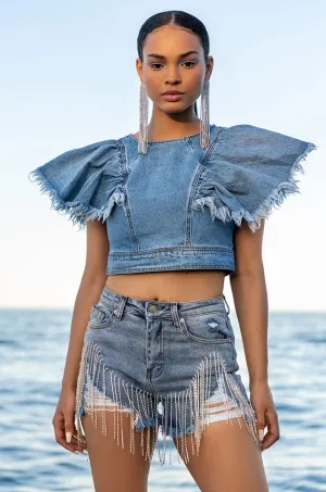 ALL I NEED IS DENIM CROP TOP