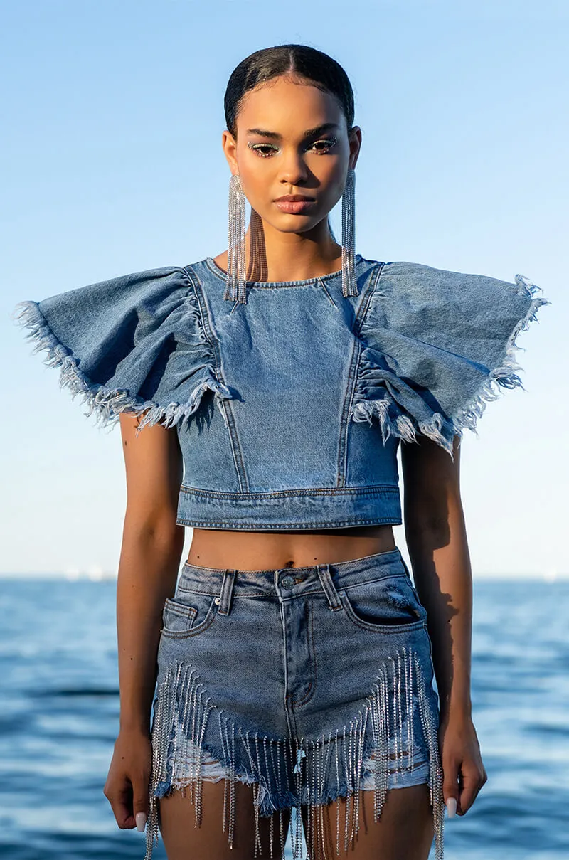 ALL I NEED IS DENIM CROP TOP