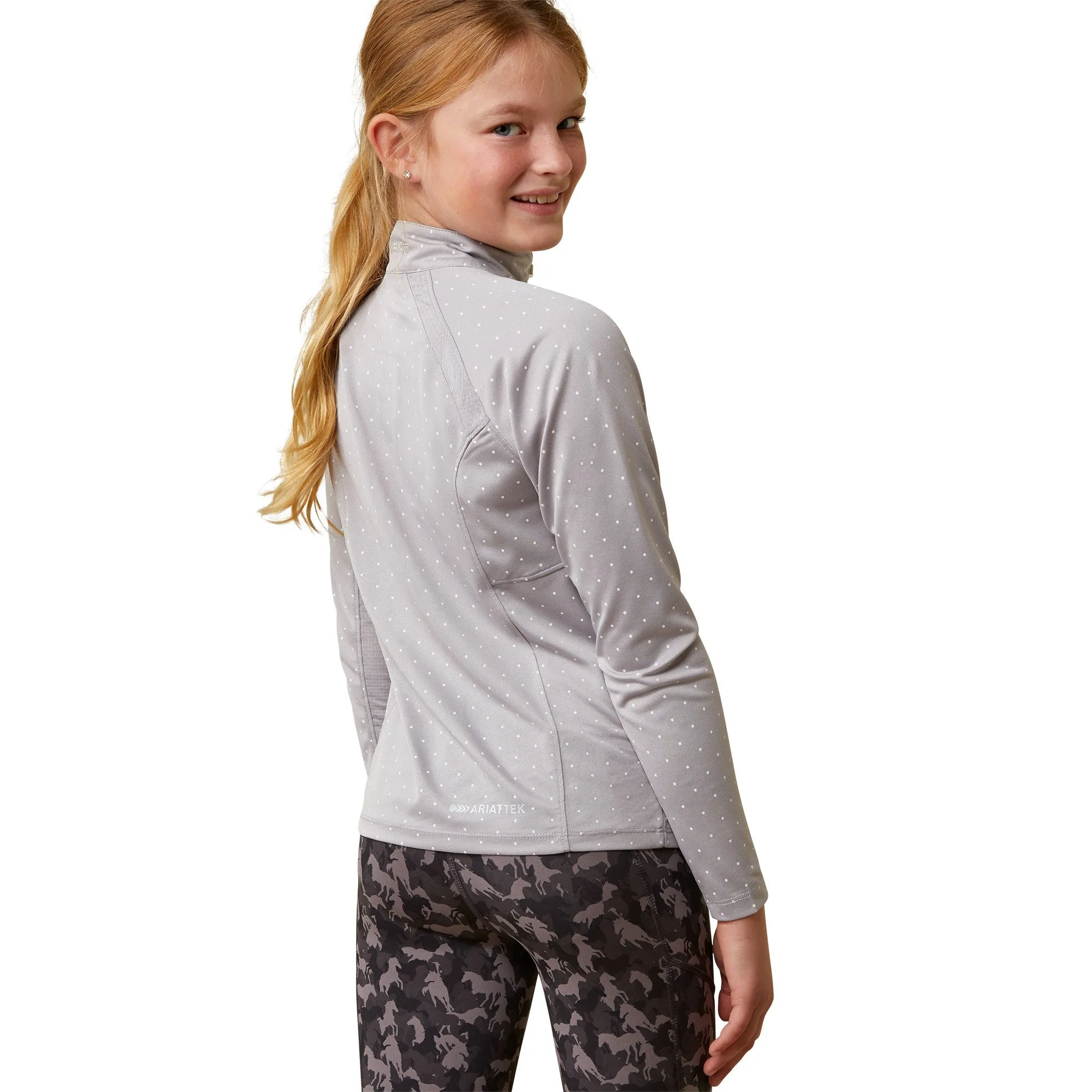 Ariat Youth Sunstopper 1/4 Zip - Silver Sconce Dot