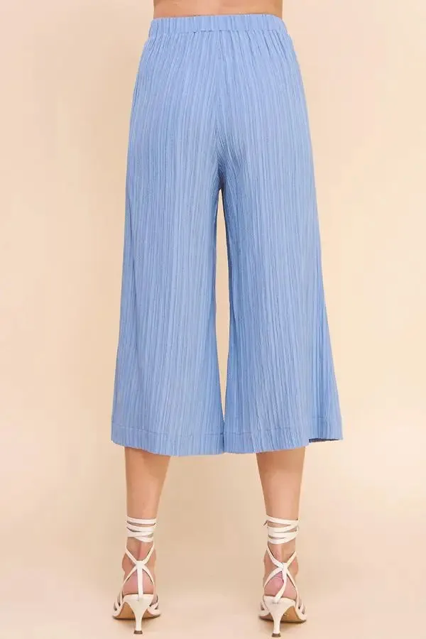 BAMBOO TEXTURED CROPPED FLOWY PANTS