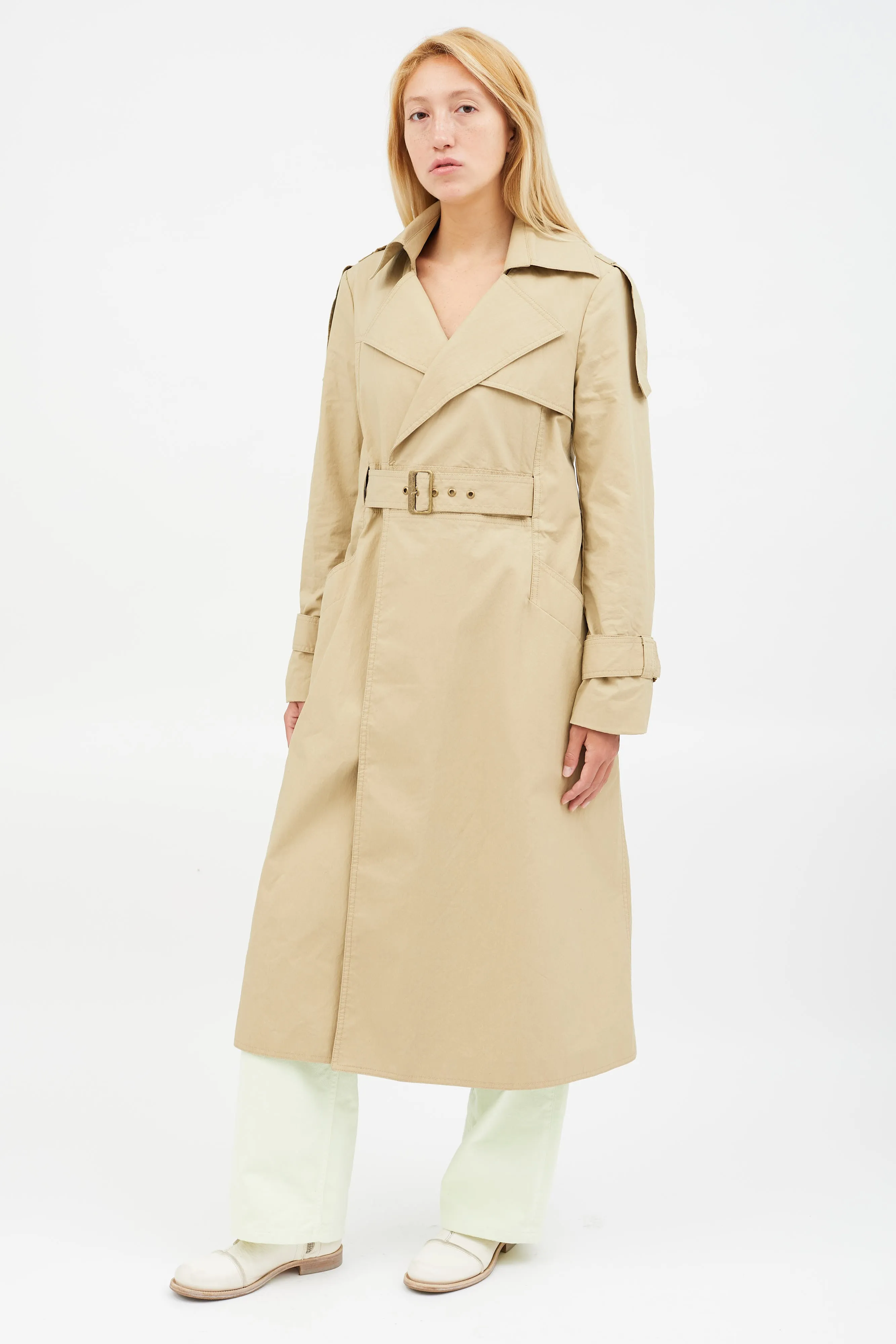 Beige Belted Trench Coat