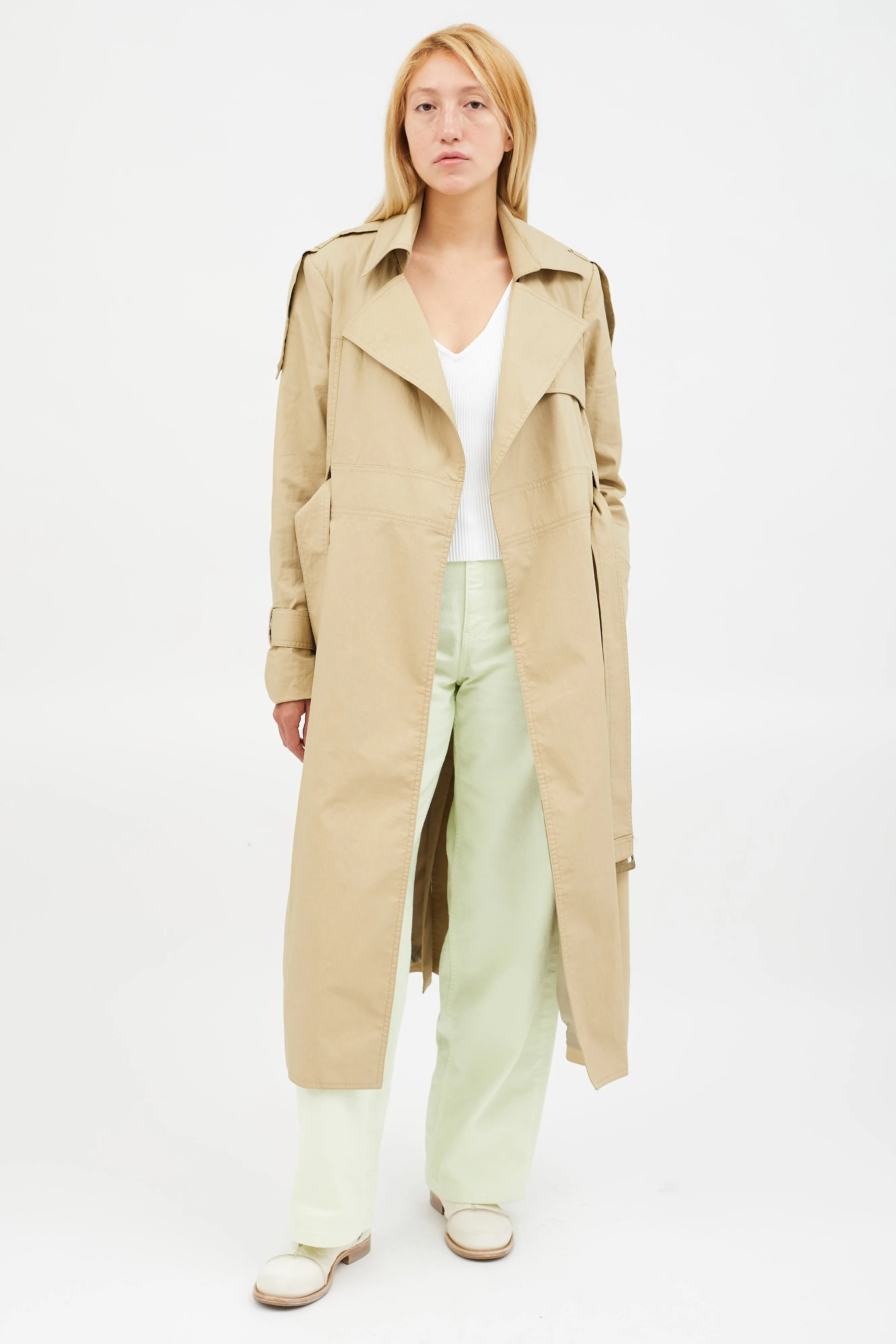 Beige Belted Trench Coat