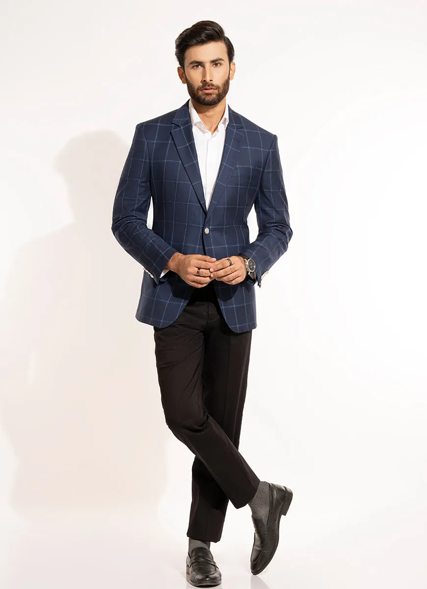 Blue Checks Hi-end Delta Poly Viscose Classic Blazer