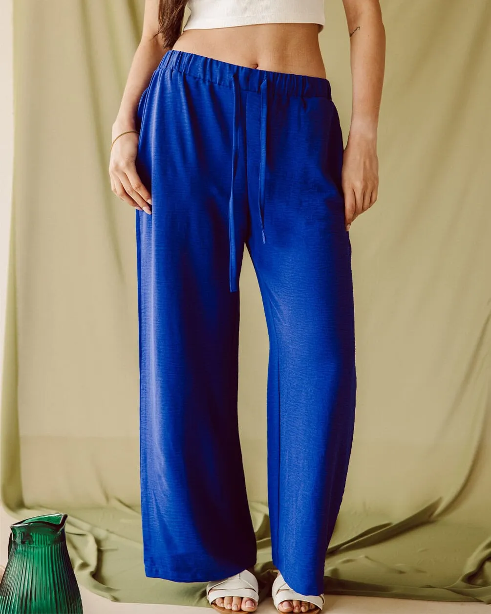 Blue Flowy Pants