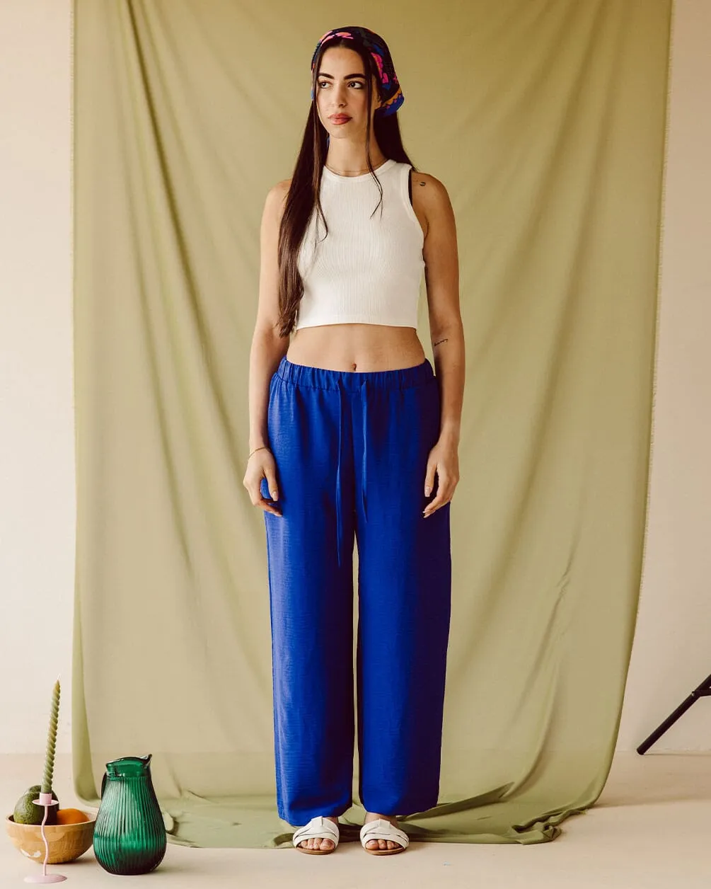 Blue Flowy Pants