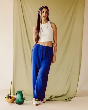 Blue Flowy Pants