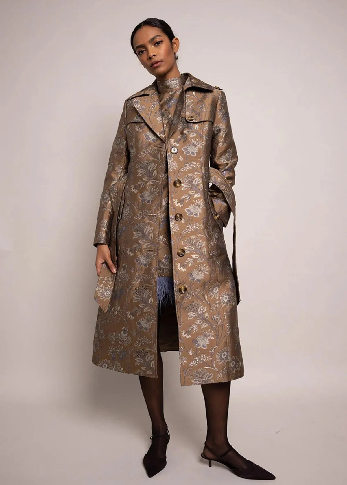 CARA CARA Karlie Trench - Jacquard Garden