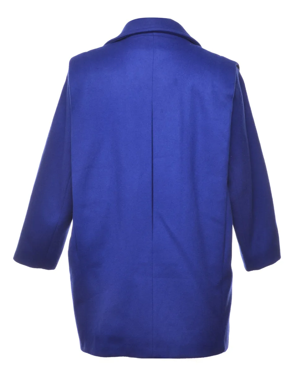 Classic Blue Wool Coat - L