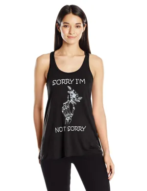 Clementine Women's Ladies' Hand Bones with Sorry Quote Printed Flowy Racerback Tank