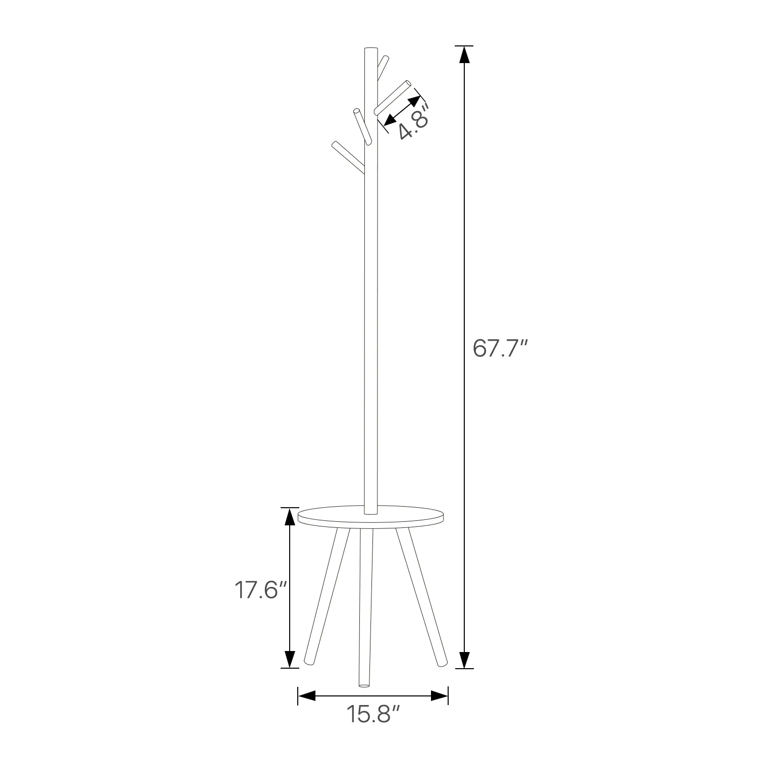 Coat Tree Stand - with Round Side Table - Natural