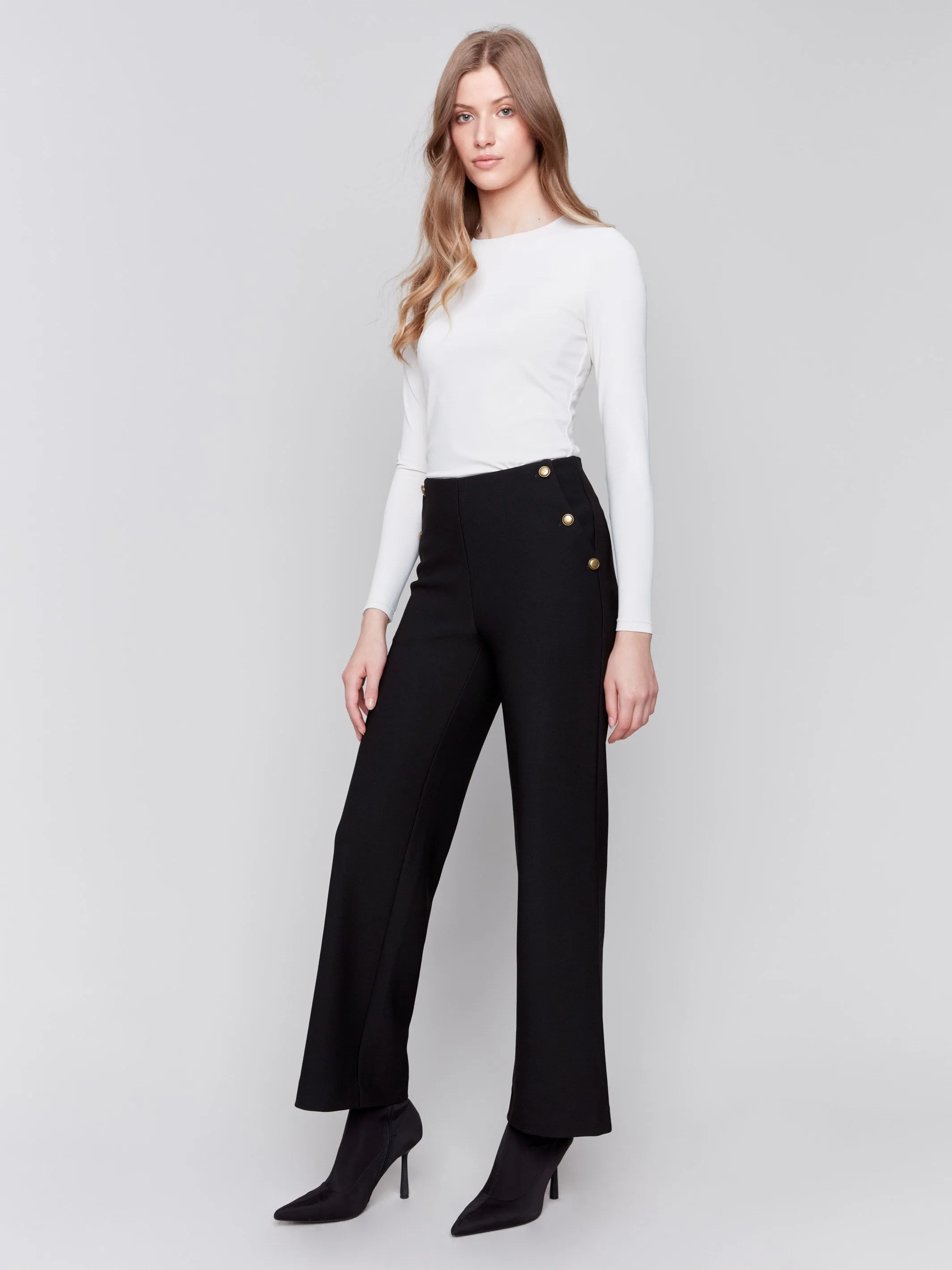 Crepe Flare Pants - Black