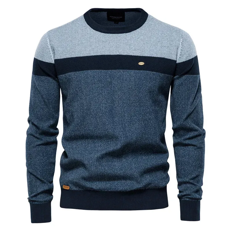 Dpliced Cotton Sweater Men Casual O-neck High Quality Pullover Knitted Sweaters Male Winter Brand Mens Sweaters