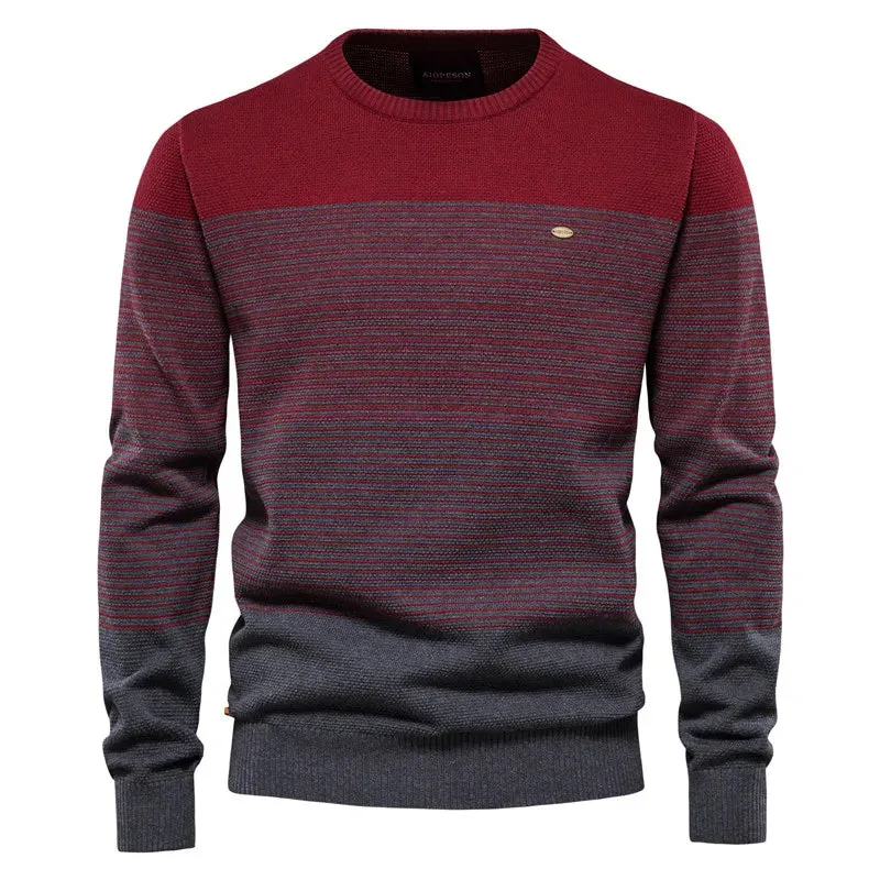 Dpliced Cotton Sweater Men Casual O-neck High Quality Pullover Knitted Sweaters Male Winter Brand Mens Sweaters