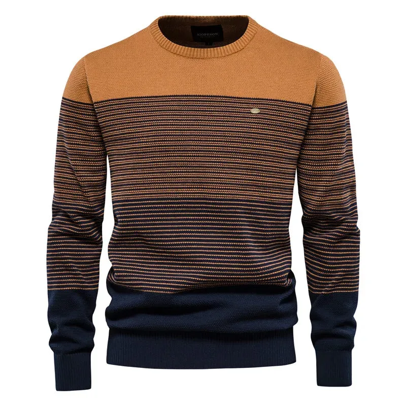 Dpliced Cotton Sweater Men Casual O-neck High Quality Pullover Knitted Sweaters Male Winter Brand Mens Sweaters