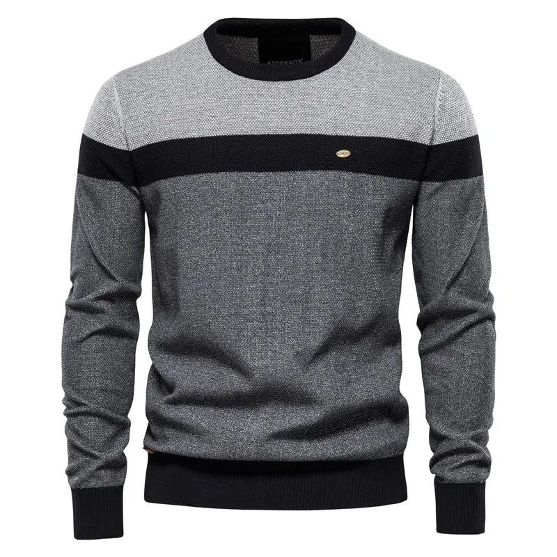 Dpliced Cotton Sweater Men Casual O-neck High Quality Pullover Knitted Sweaters Male Winter Brand Mens Sweaters