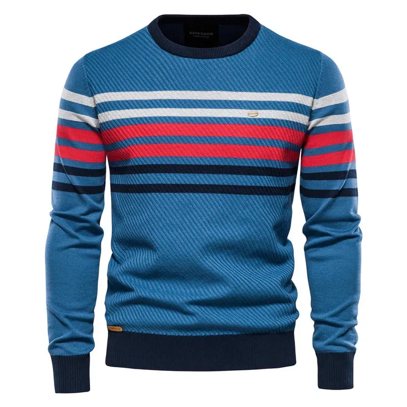 Dpliced Cotton Sweater Men Casual O-neck High Quality Pullover Knitted Sweaters Male Winter Brand Mens Sweaters