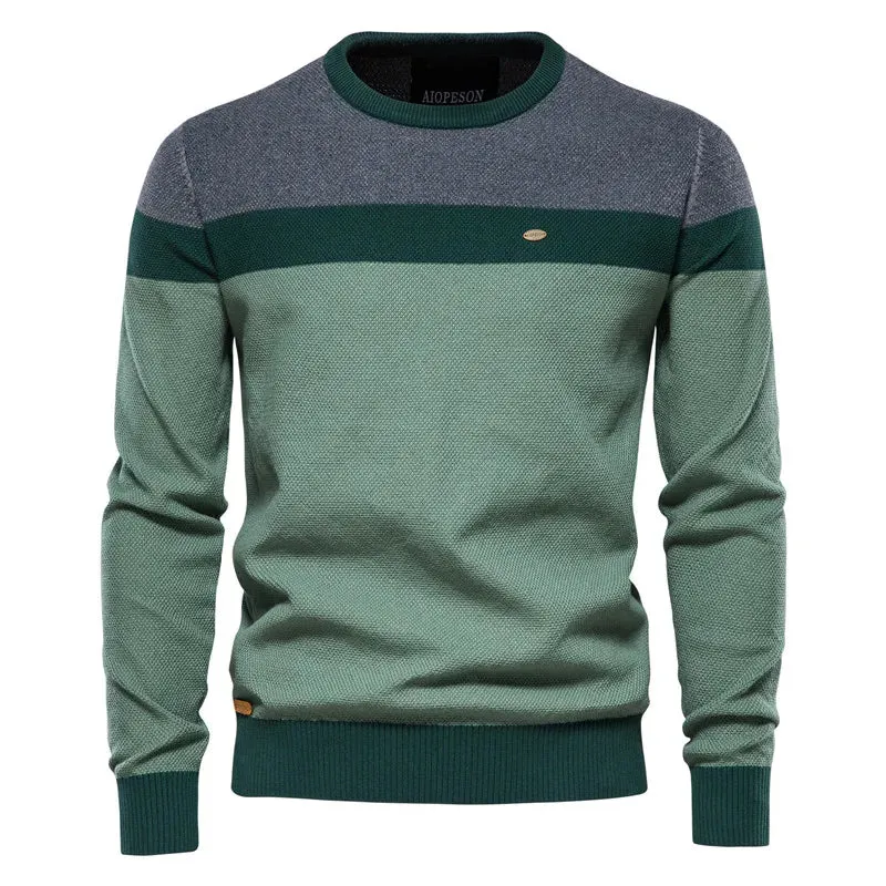 Dpliced Cotton Sweater Men Casual O-neck High Quality Pullover Knitted Sweaters Male Winter Brand Mens Sweaters