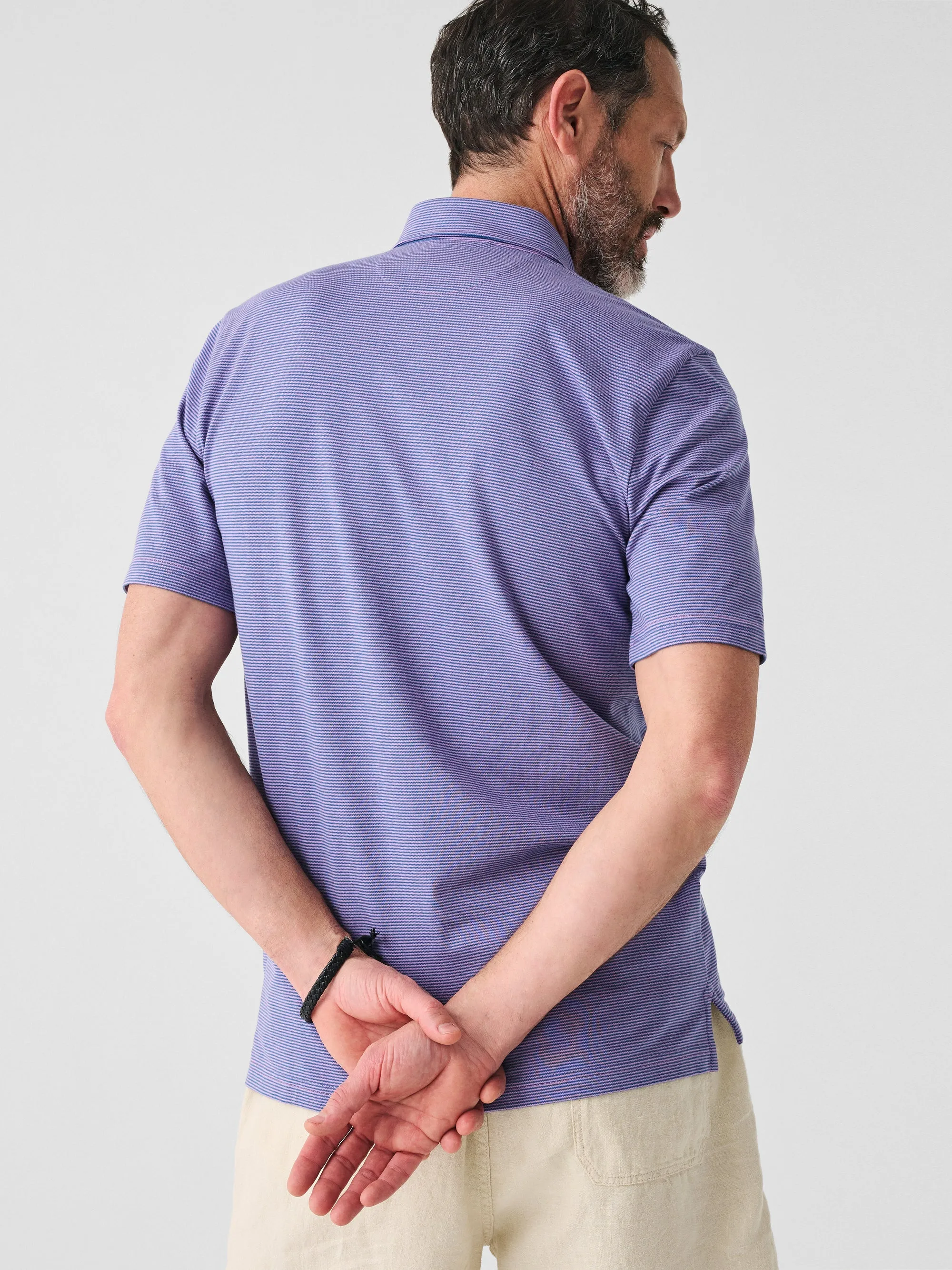 Faherty Short-Sleeve Movement™ Pique Polo in Island Violet Feeder