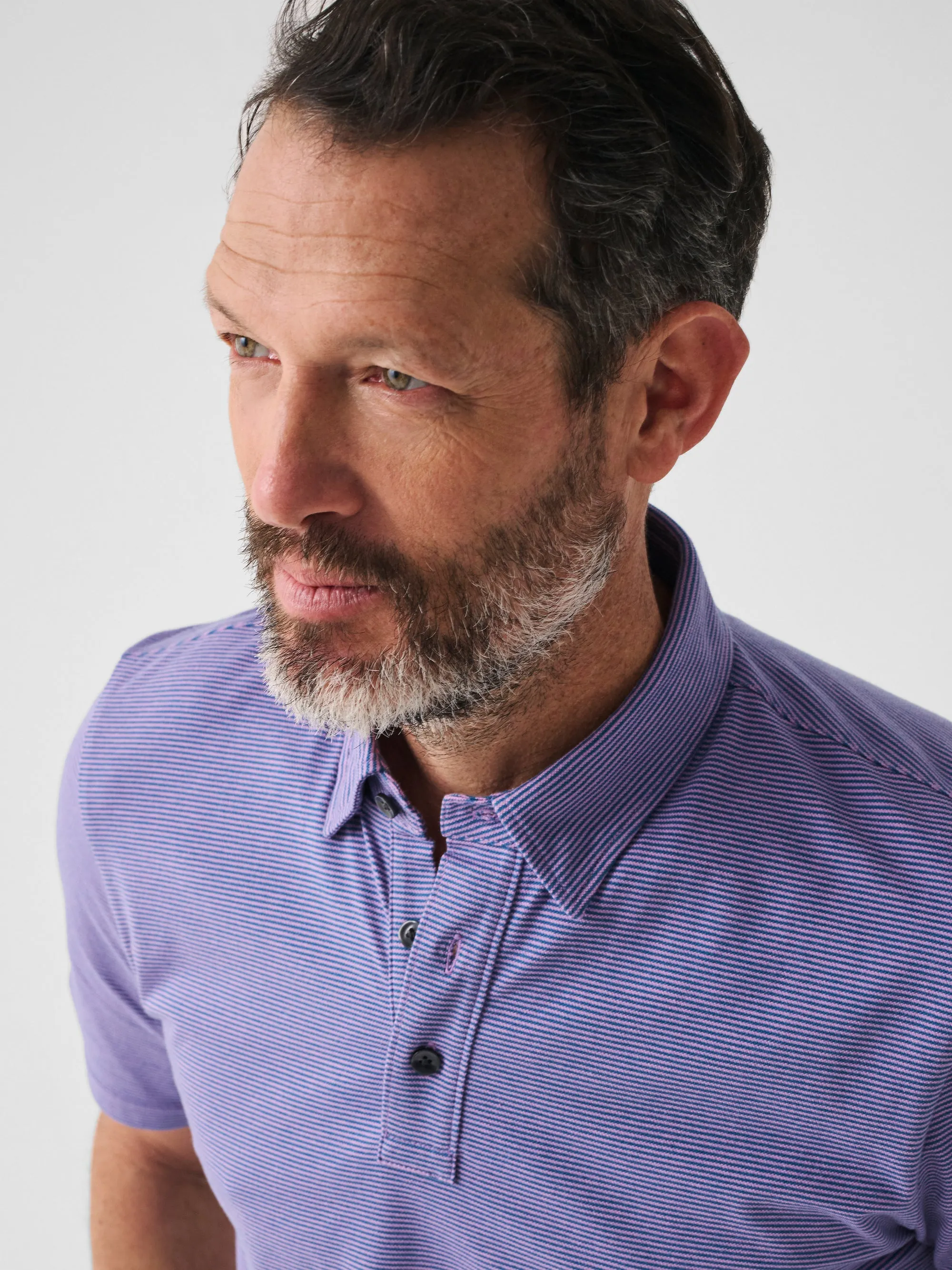 Faherty Short-Sleeve Movement™ Pique Polo in Island Violet Feeder