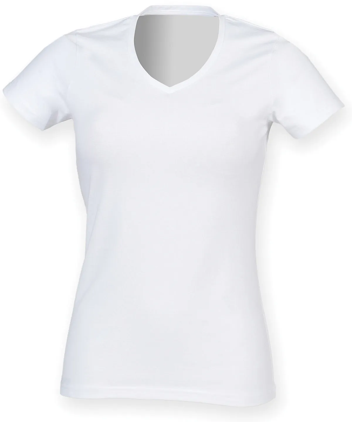 Feel good womens stretch v-neck t-shirt | White