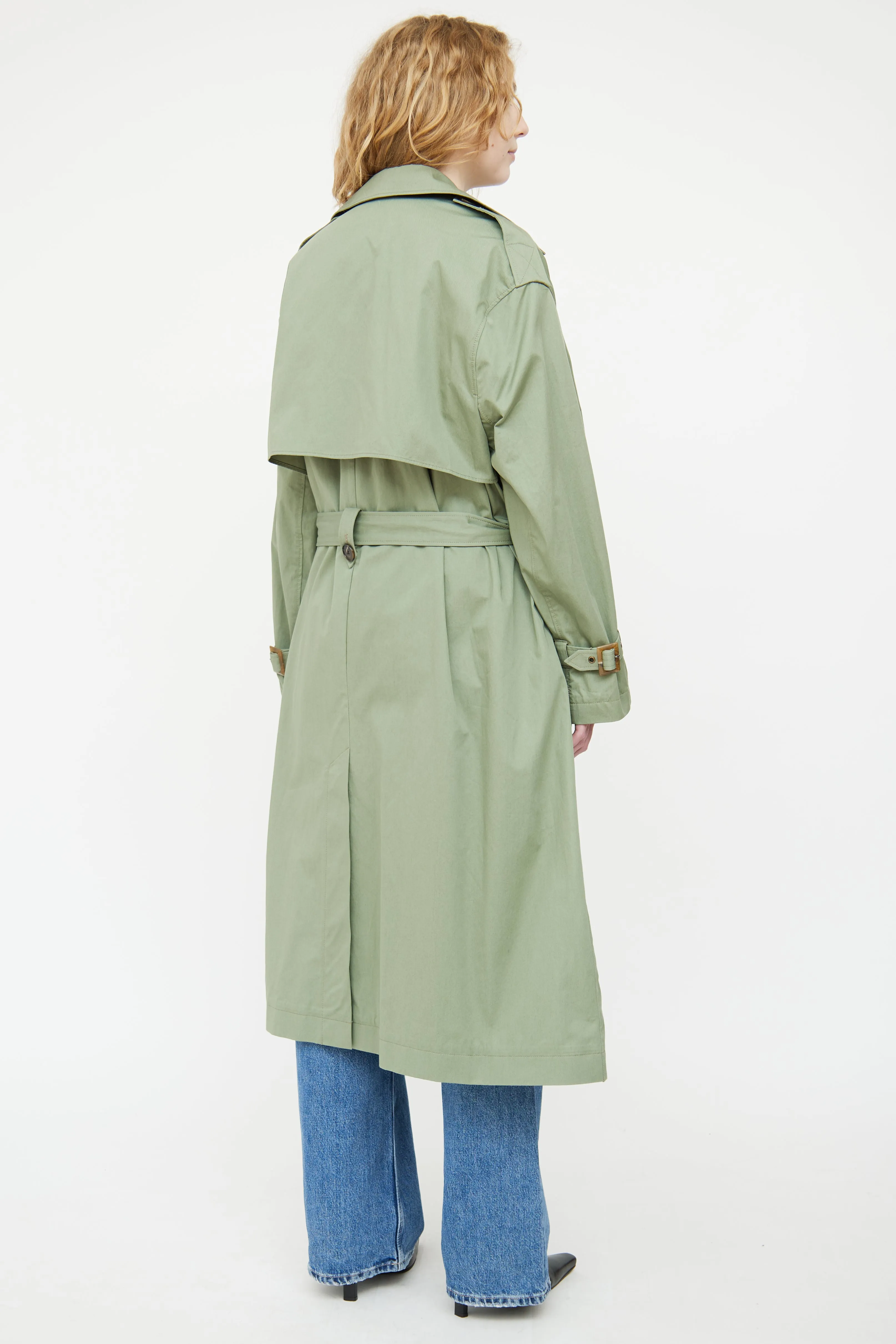 Green Kena Double Breasted Trench Coat