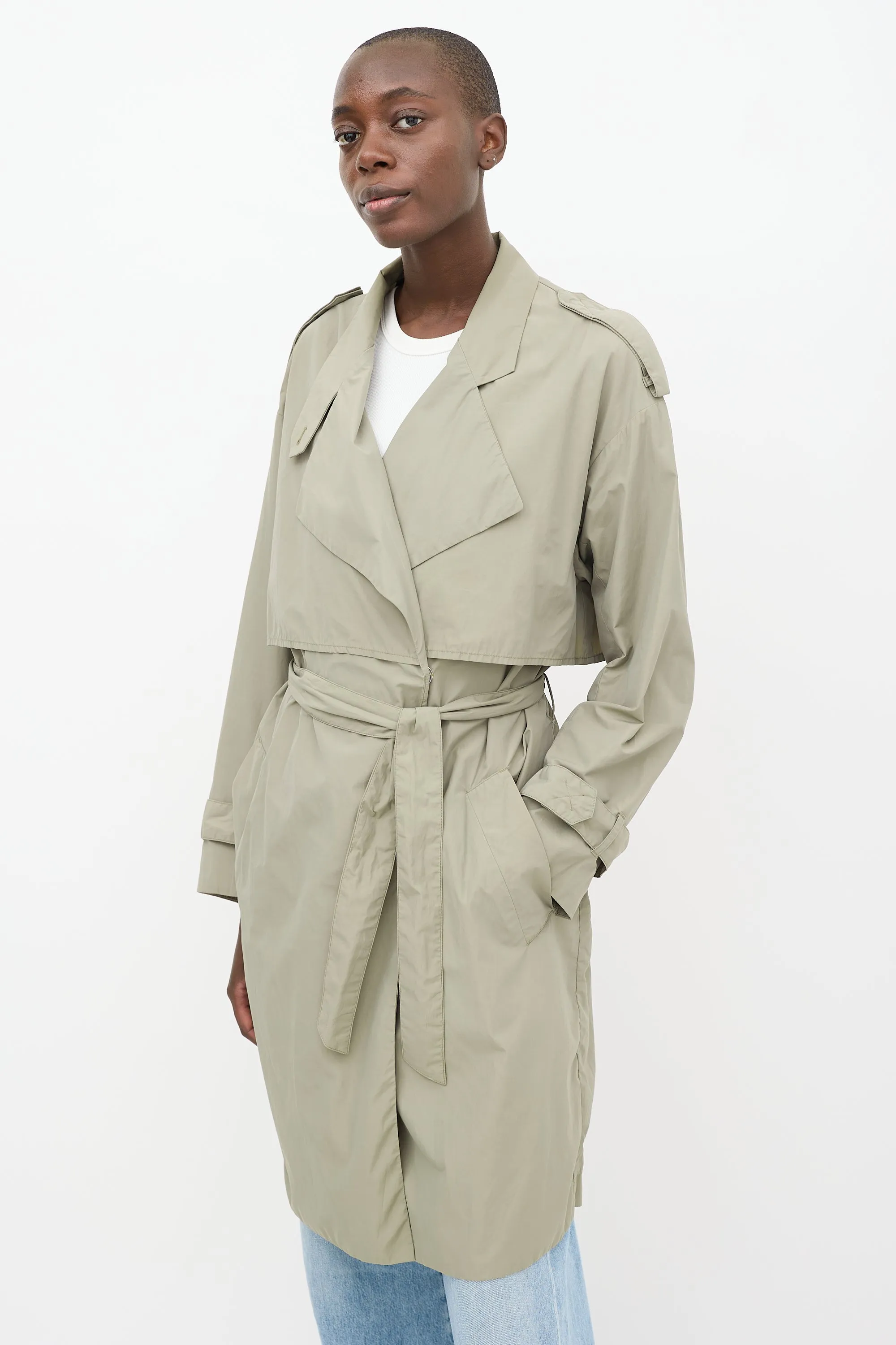 Green Nylon Ruby Tech Trench Coat