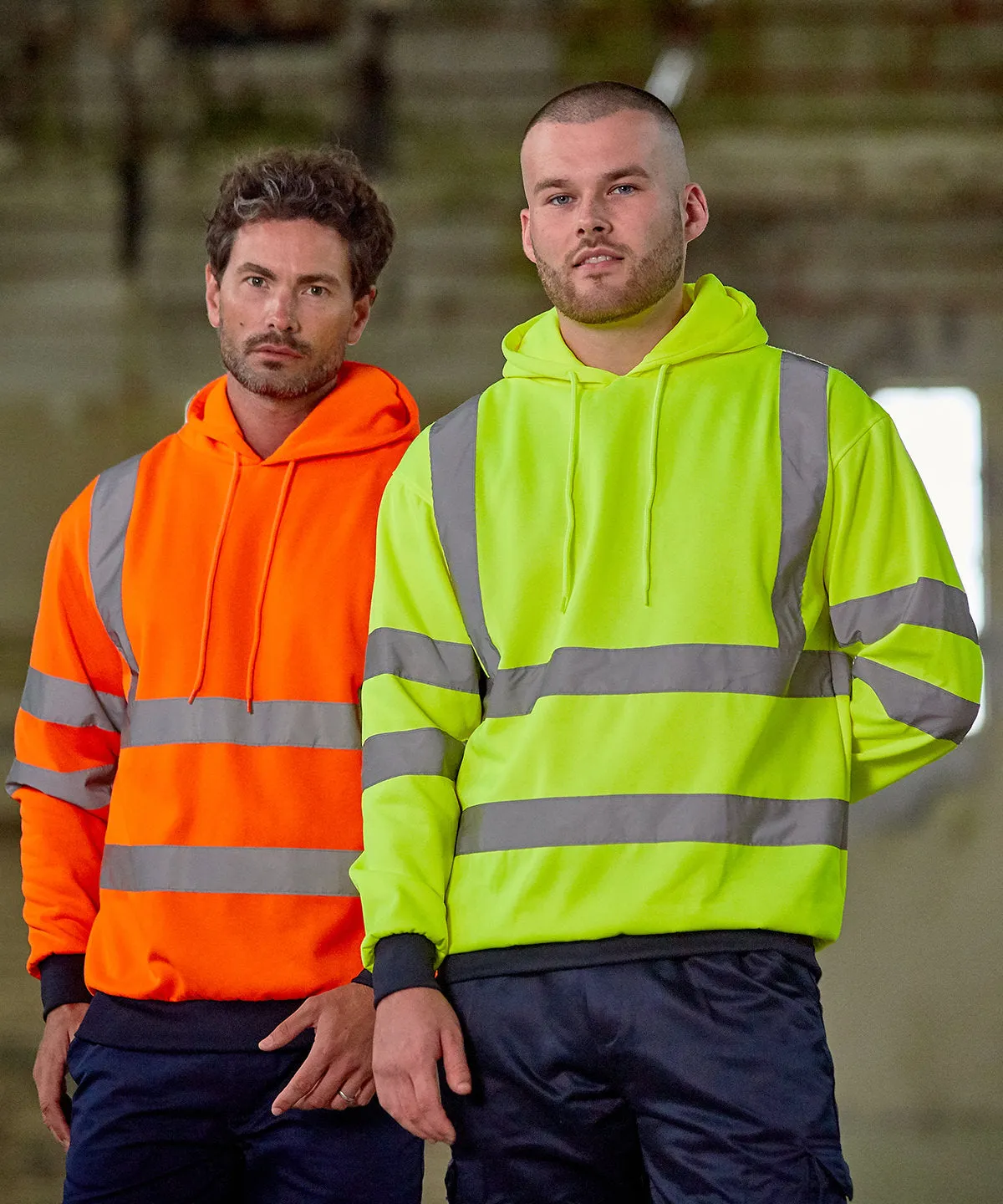 High visibility hoodie | HV Orange/Navy