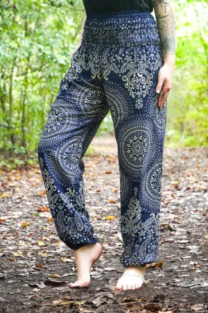 Indigo Blossom Mandala Harem Pants