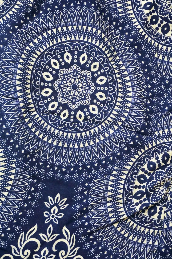 Indigo Blossom Mandala Harem Pants