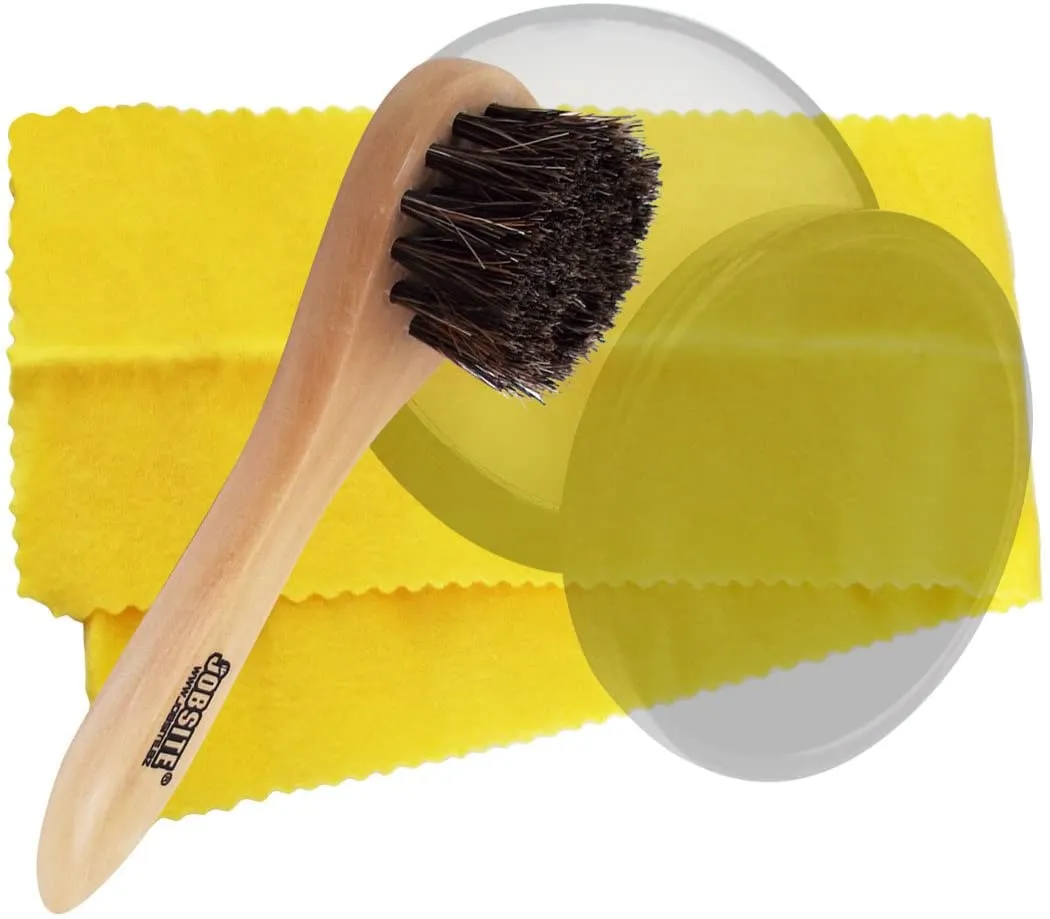 JobSite Genuine Horsehair Dauber Applicator Brush & Shoe Shine Polish Cloth