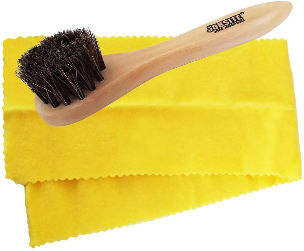 JobSite Genuine Horsehair Dauber Applicator Brush & Shoe Shine Polish Cloth