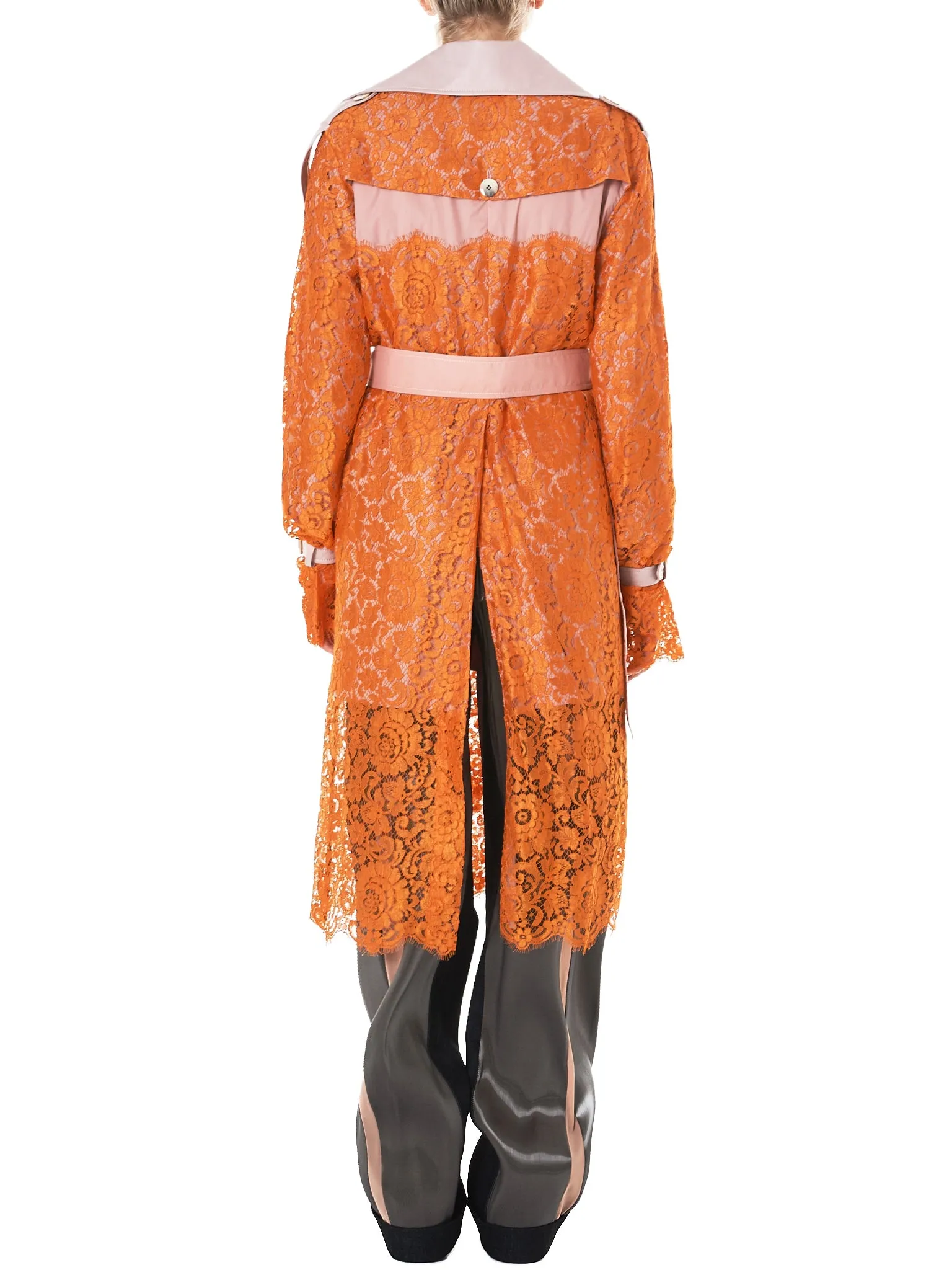 Lace Appliqué Trench Coat (0809-ORLA-ORANGE)