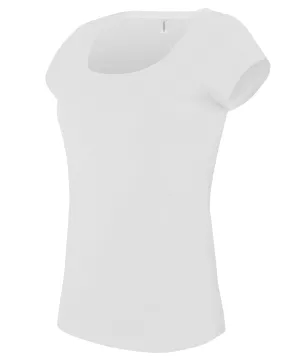 Ladies boat neck short-sleeved T-shirt | White