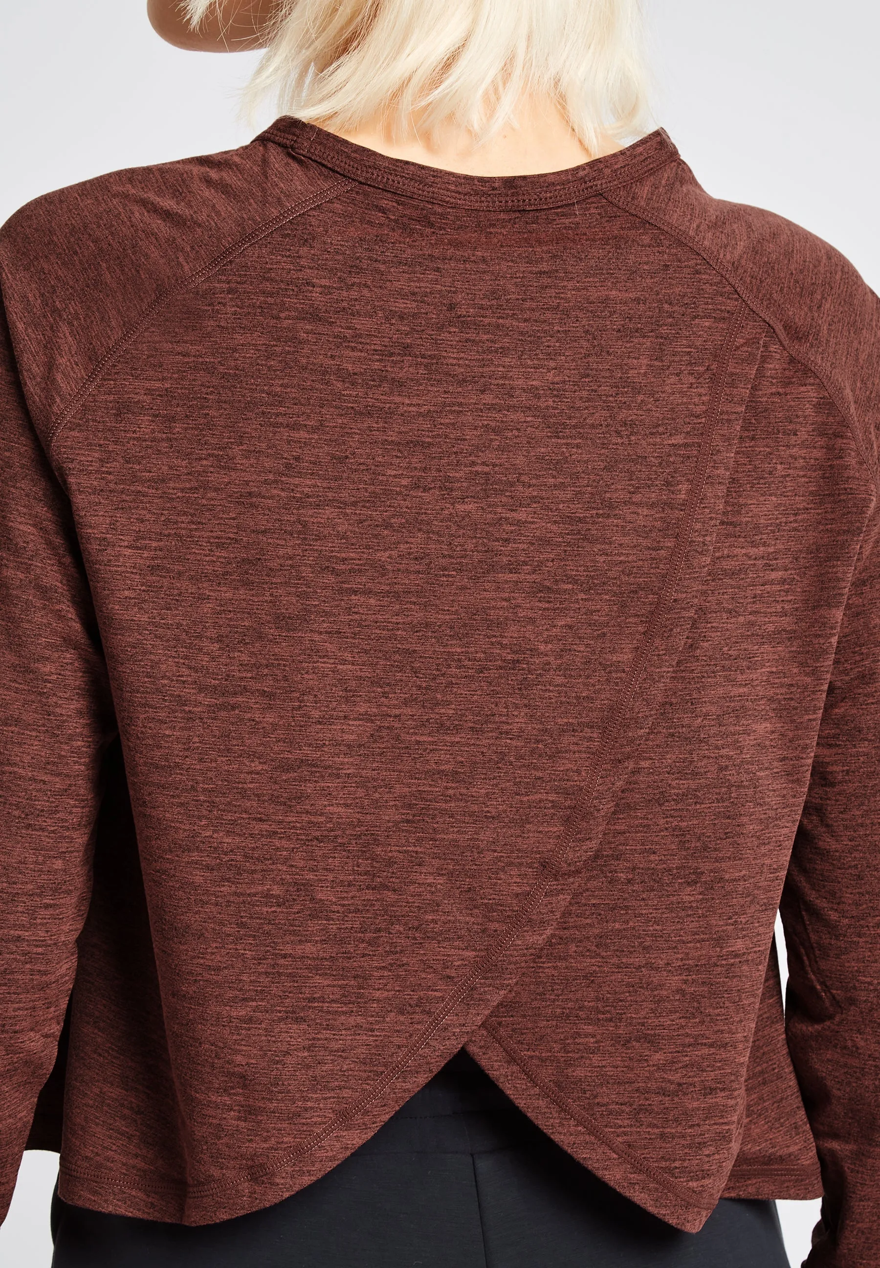 Long sleeve T-Shirt With Cross Over Back-Burnt Orange