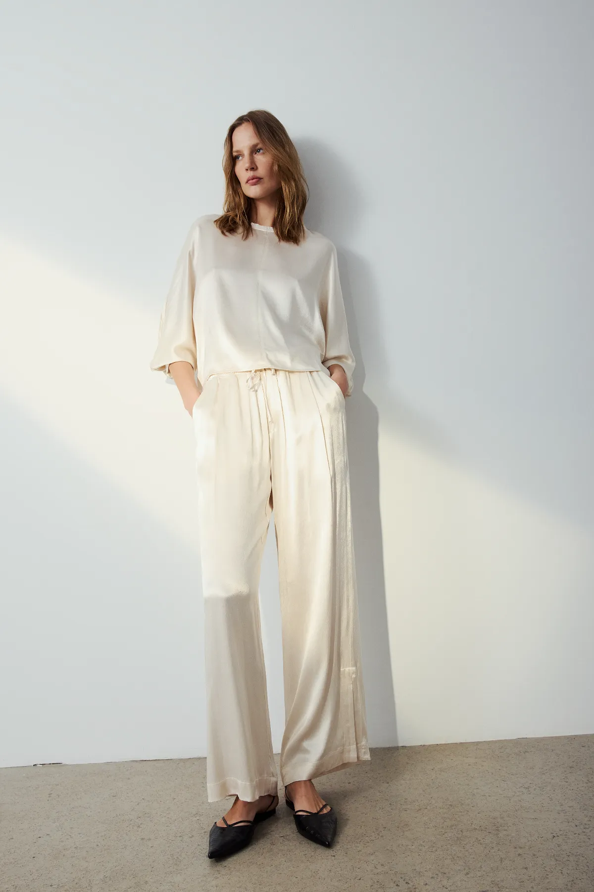 Lorene Wide Leg Satin Pant