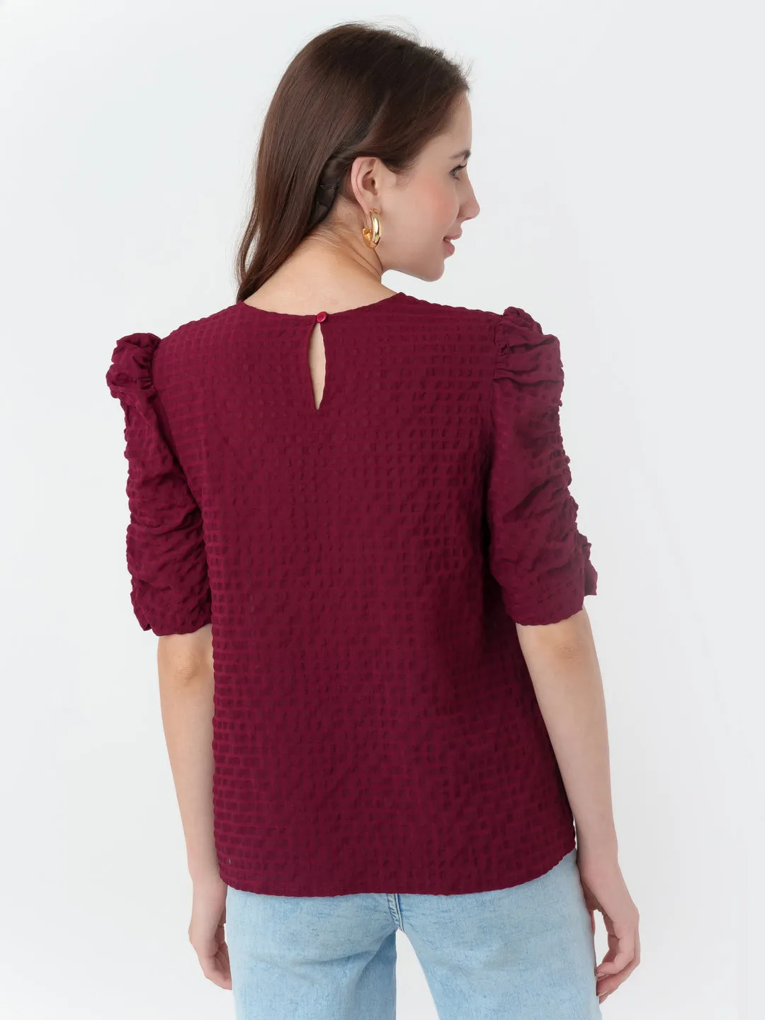 Maroon Self Design Top