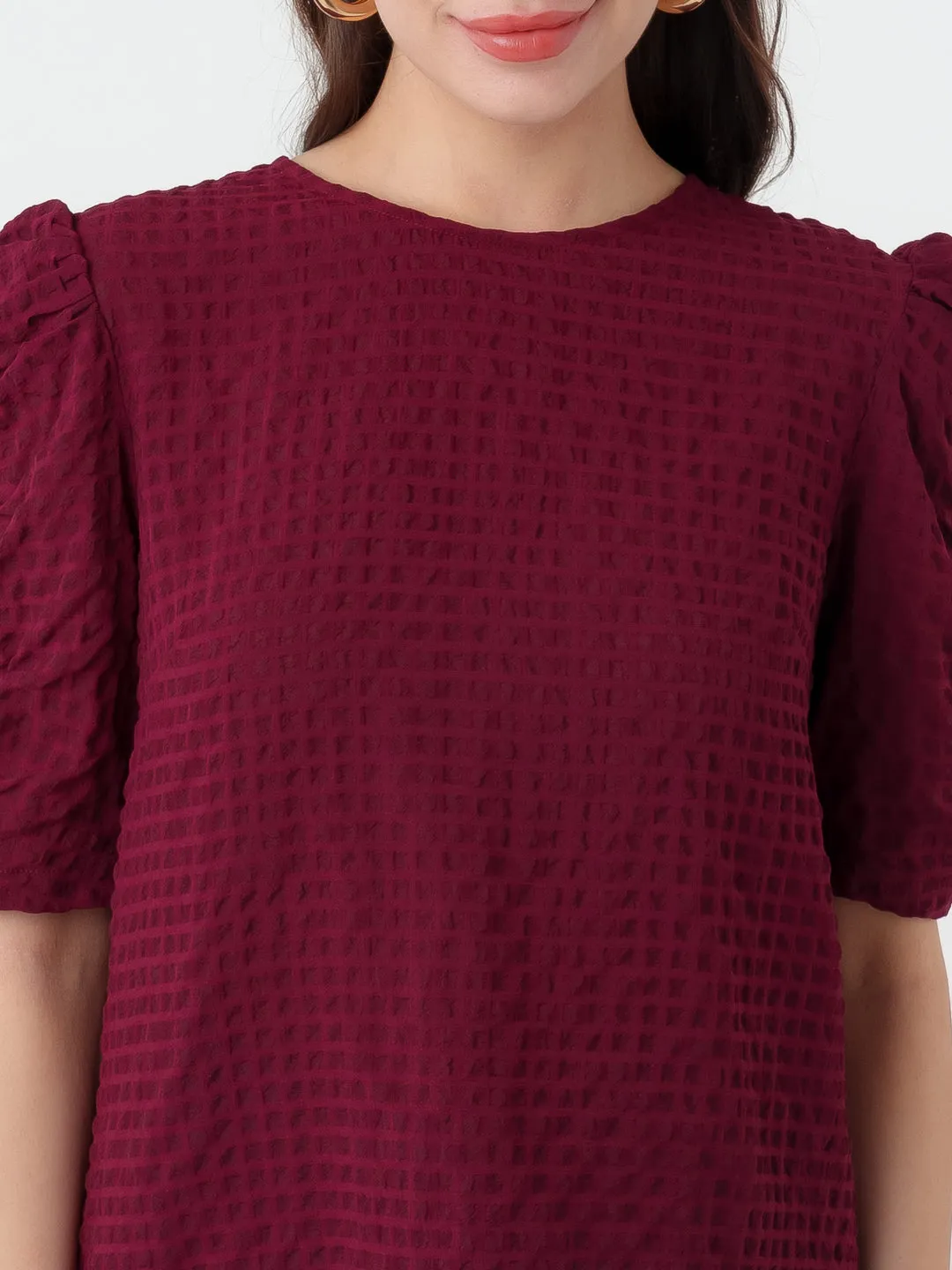 Maroon Self Design Top