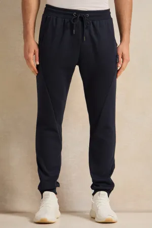 Men Navy Solid Track Pants