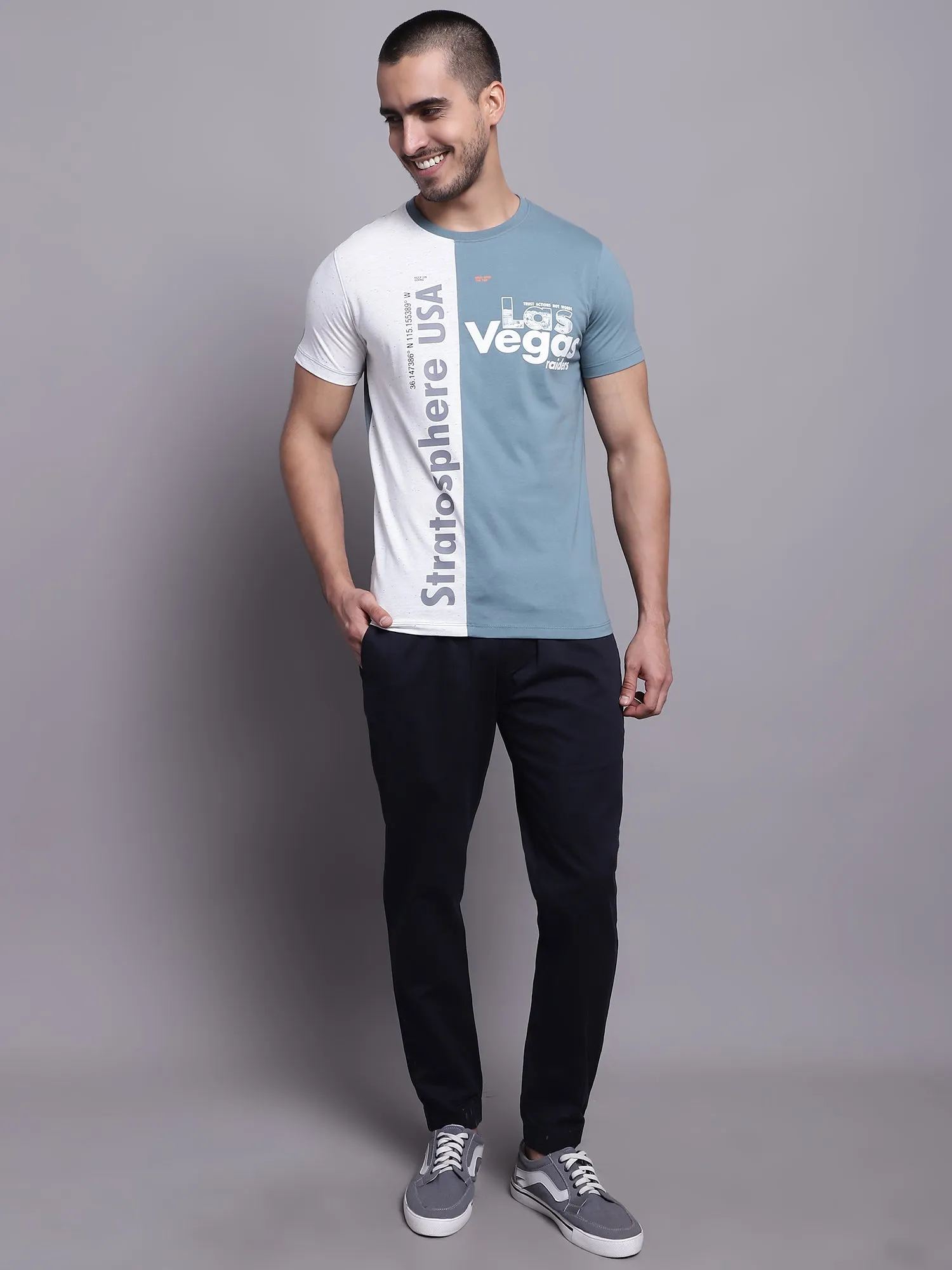 Men Teal Casual T-Shirt