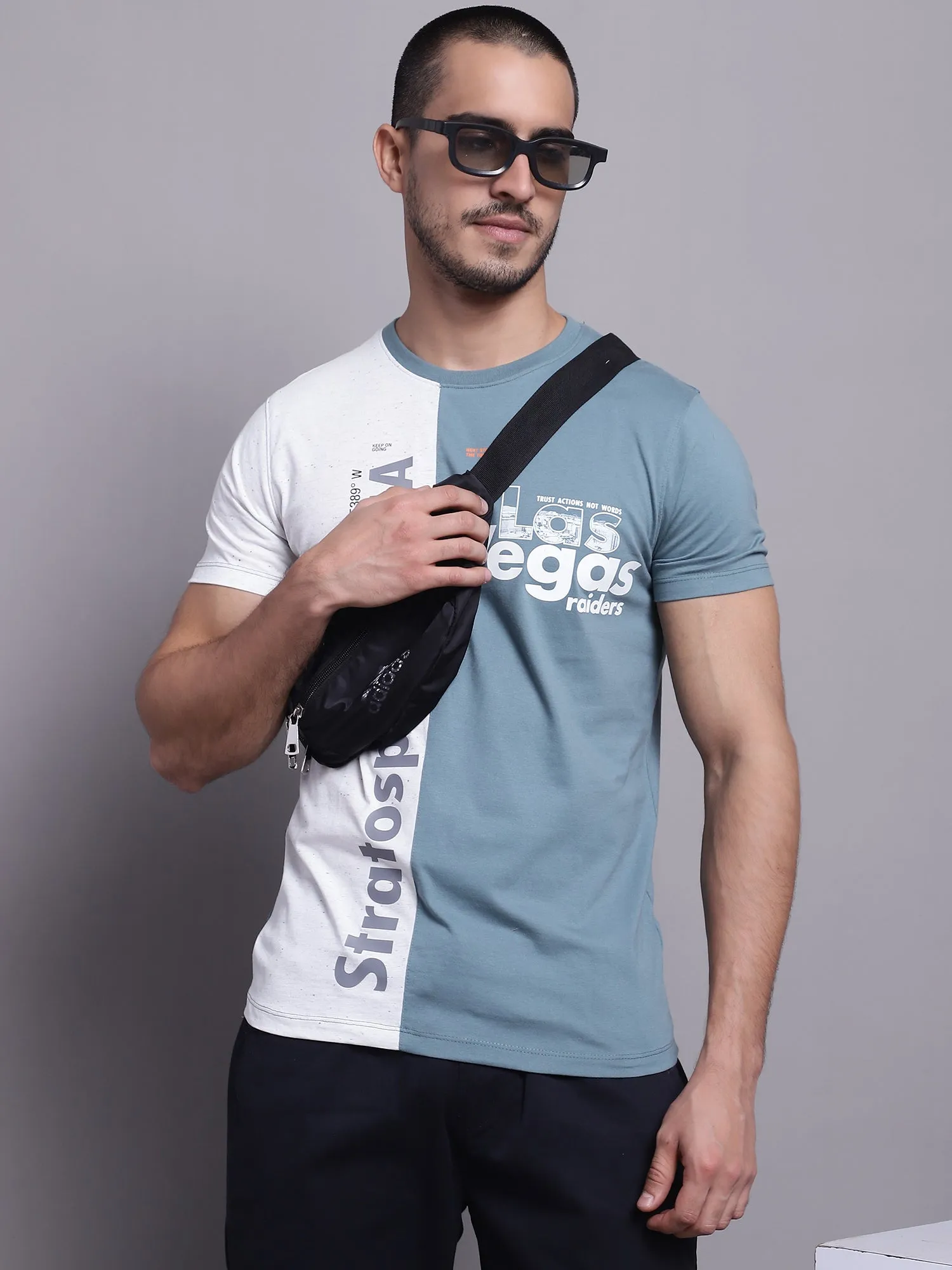 Men Teal Casual T-Shirt