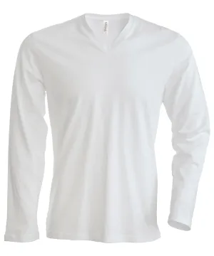 Mens long-sleeved V-neck T-shirt | White