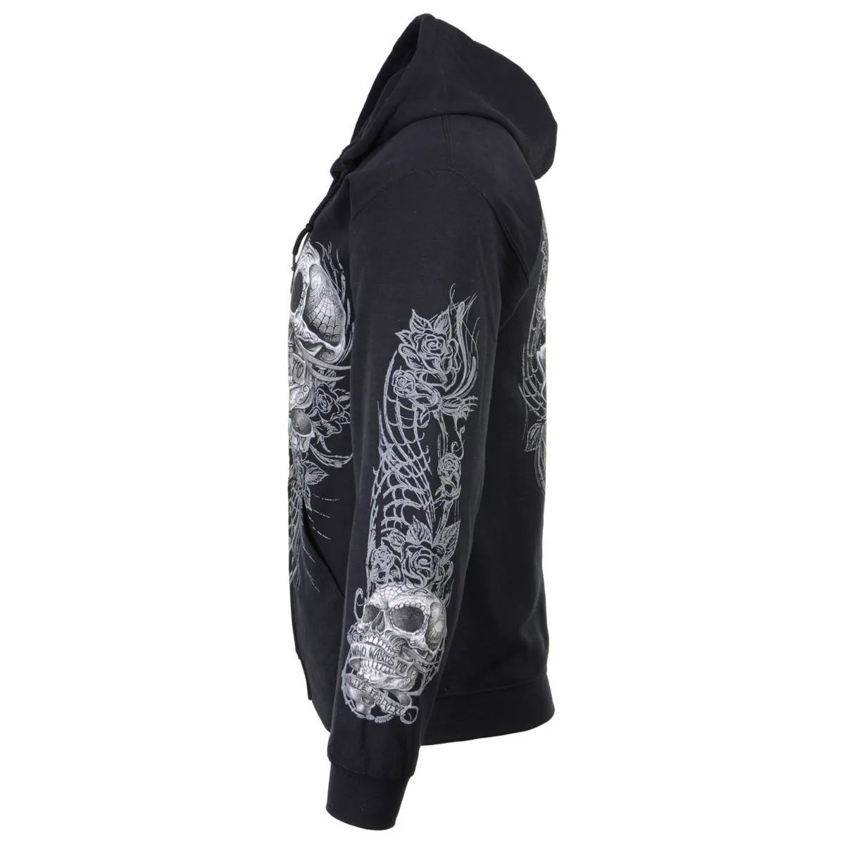 Milwaukee Leather MPMH118004 Men’s ‘Sweet Demise’ Black Hoodie with Zipper Closure