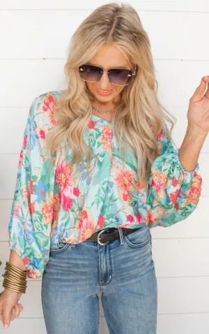 Mint Floral Blouse | Umgee | FINAL SALE