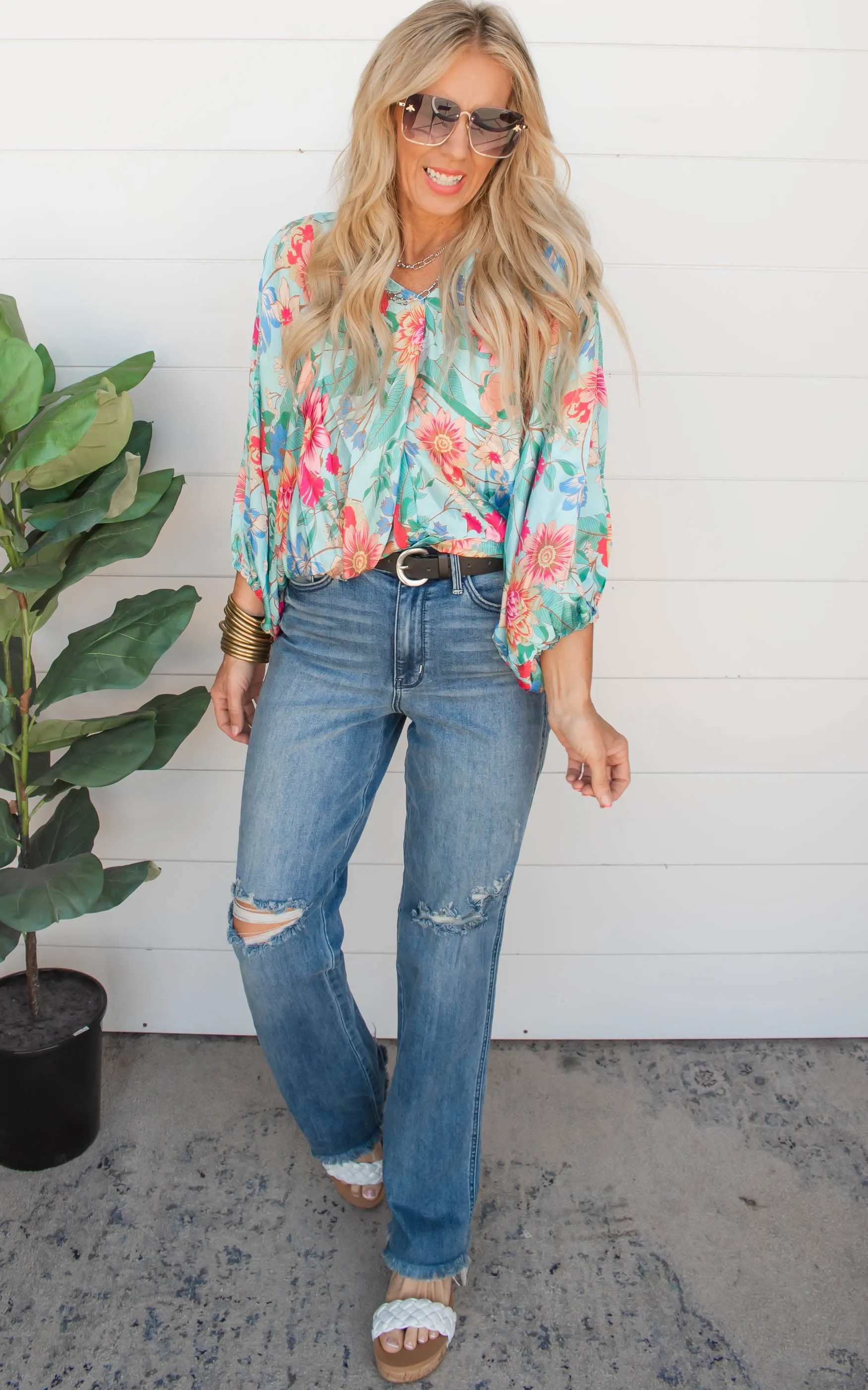 Mint Floral Blouse | Umgee | FINAL SALE