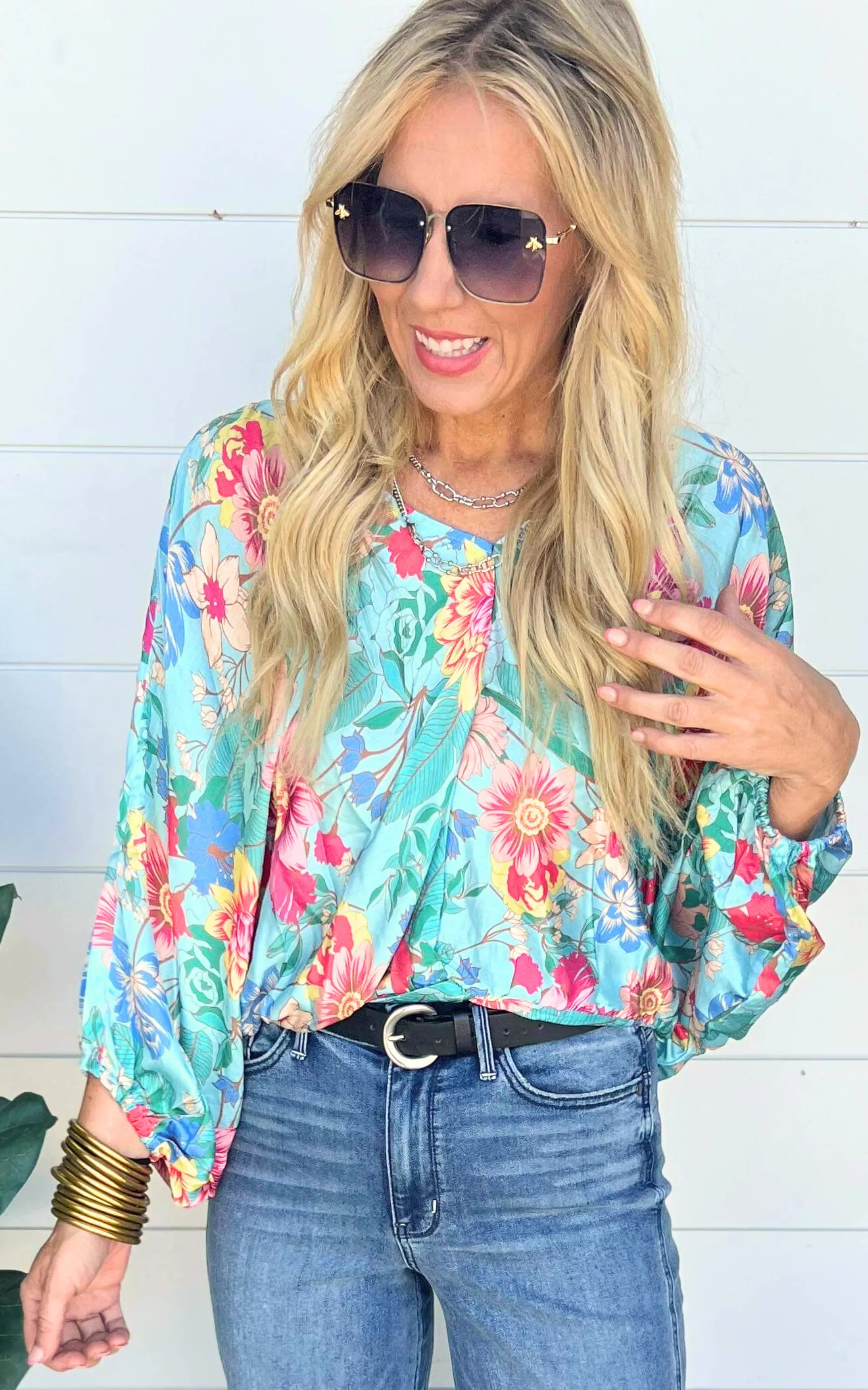 Mint Floral Blouse | Umgee | FINAL SALE