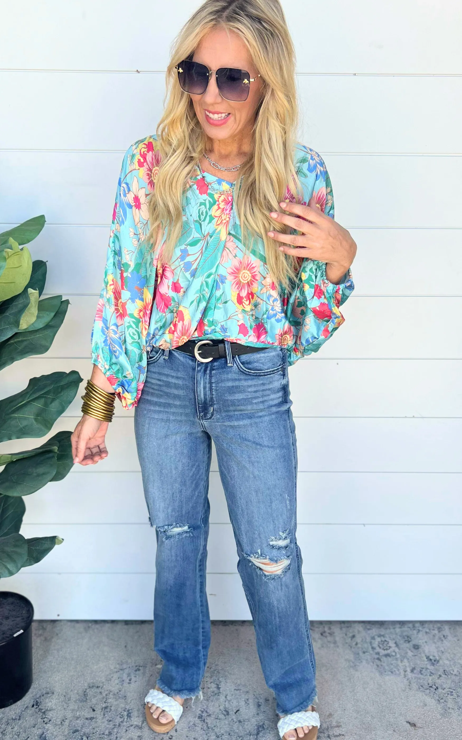 Mint Floral Blouse | Umgee | FINAL SALE