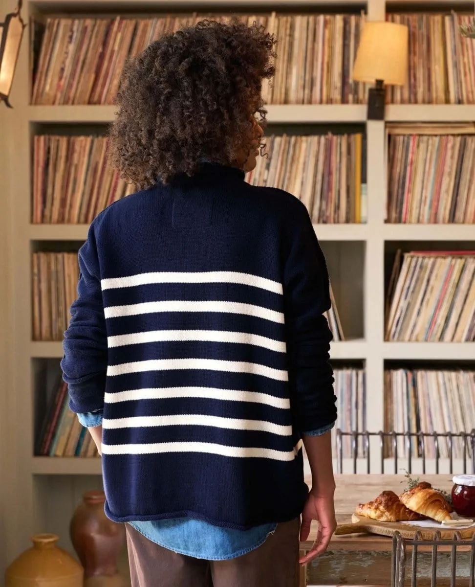 Monterey Cotton Sweater Navy Stripe