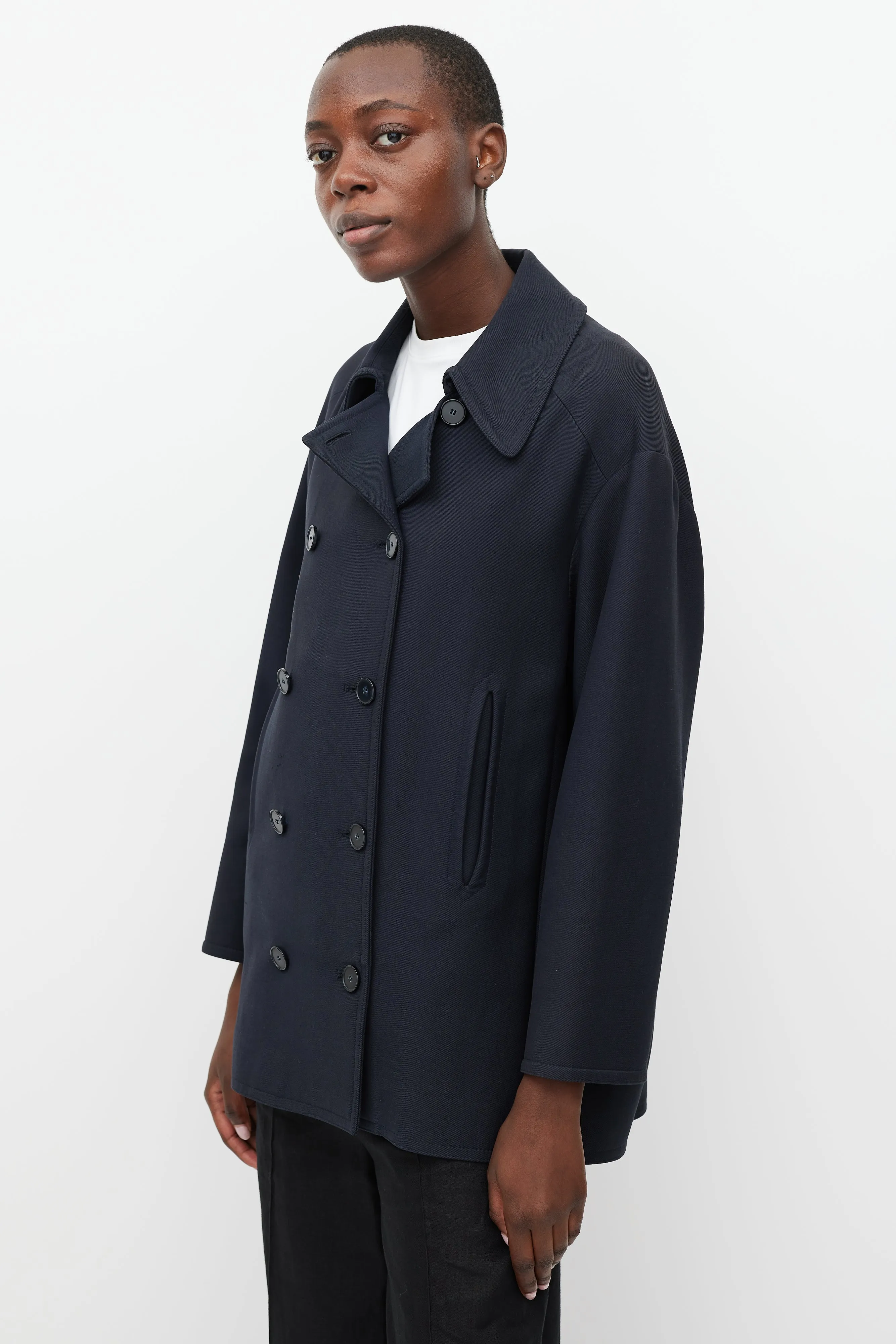 Navy Short Trench Coat