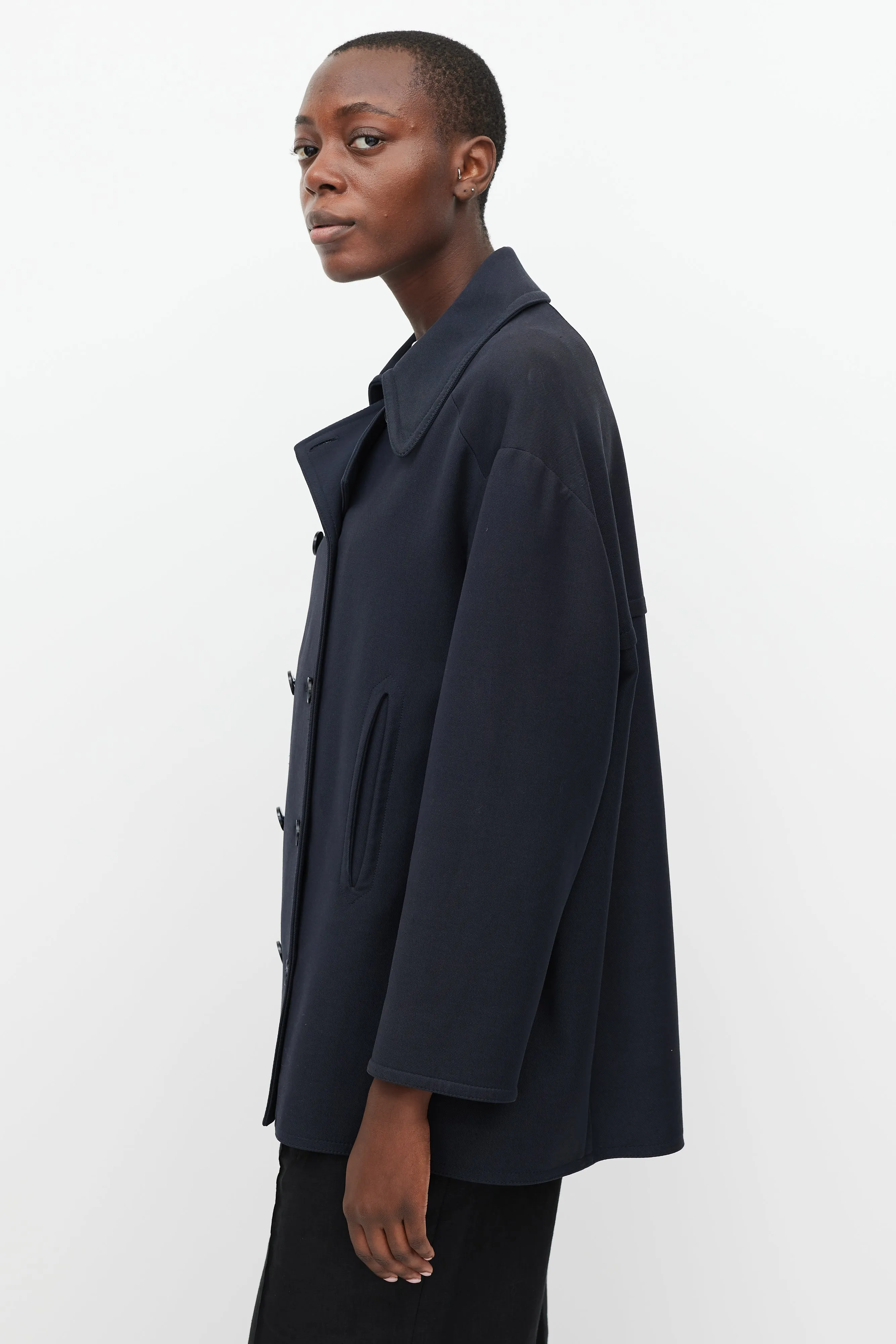 Navy Short Trench Coat